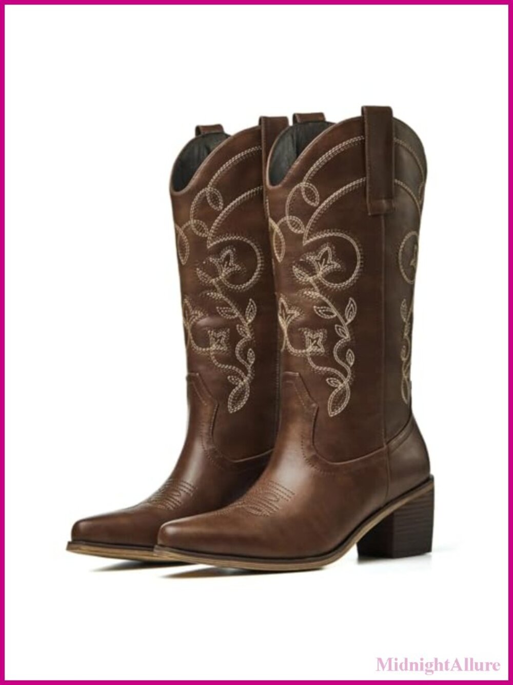 Cowboy Boots for Women, Pointed Toe Chunky Heel